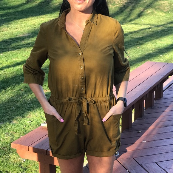 Old Navy Pants - Old Navy Army Green Long Sleeve Romper